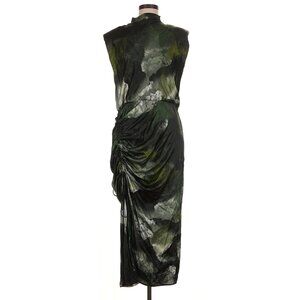 AllSaints Isa Appalachian Dress Floral Printed Black Ruched Midi Dress Size 10